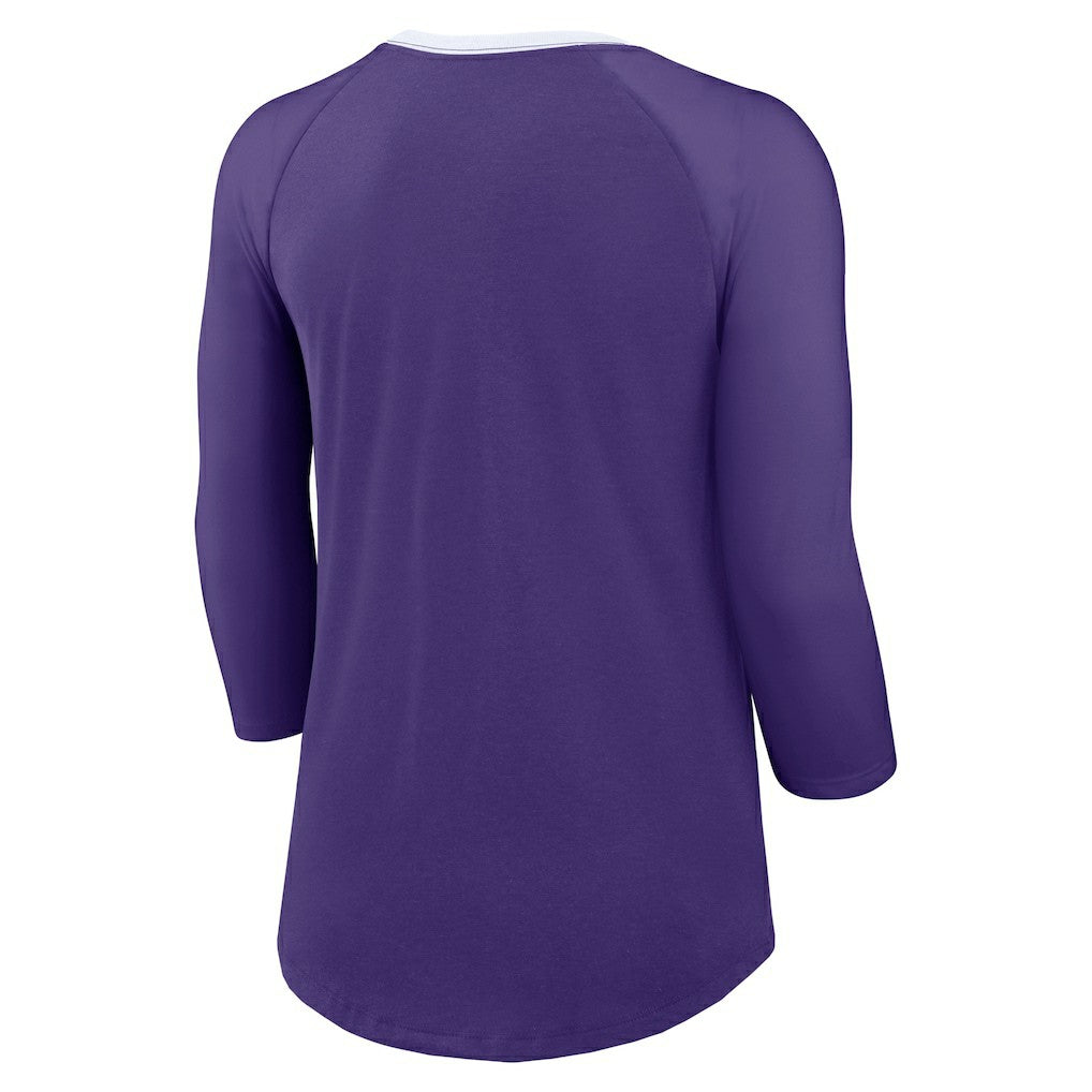 Minnesota Vikings Women's 3/4 Sleeve Raglan Fashion Top - Purple - Nike