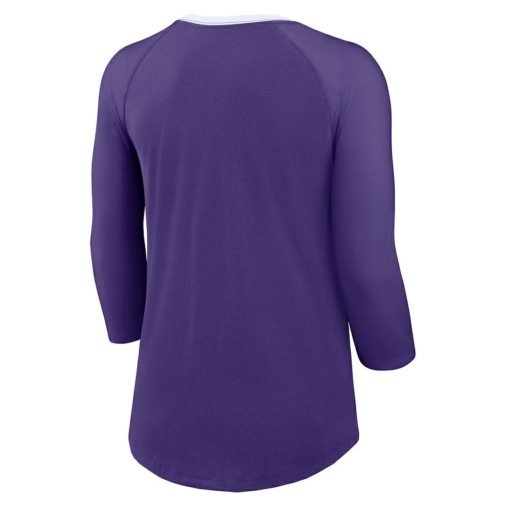 Minnesota Vikings Women's 3/4 Sleeve Raglan Fashion Top - Purple - Nike