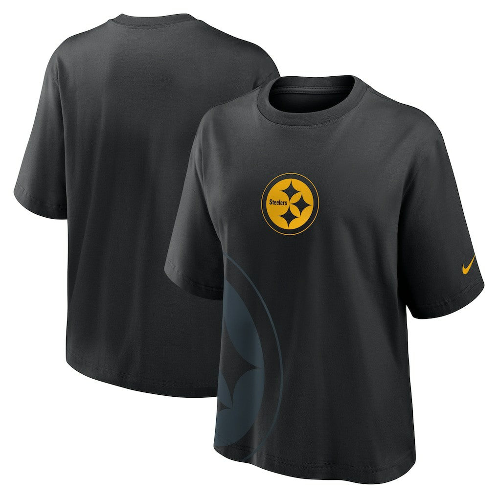Pittsburgh Steelers Women's Boxy T-Shirt - Black - Nike