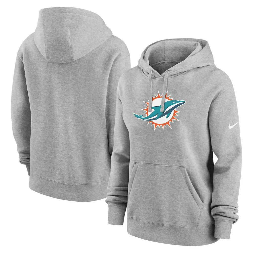 Miami Dolphins Women's Club Fleece Hoodie - Heather Gray - Nike