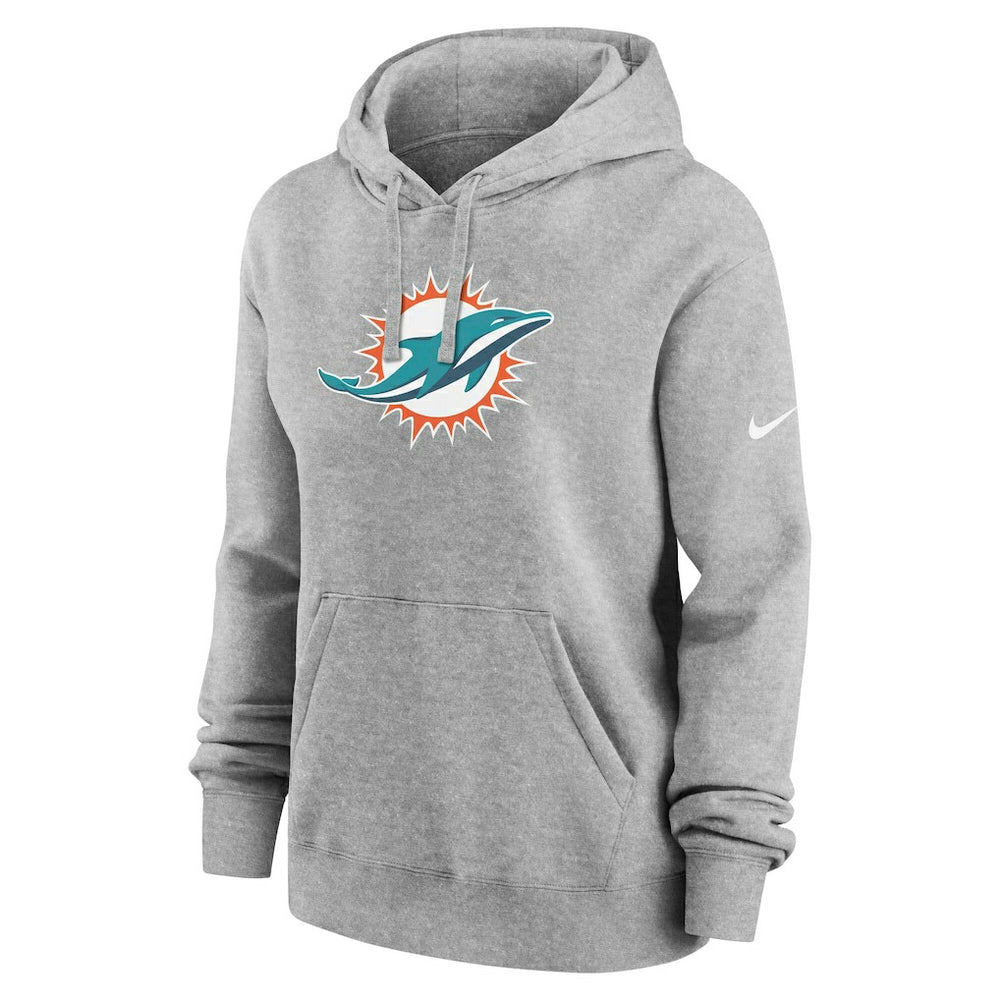 Miami Dolphins Women's Club Fleece Hoodie - Heather Gray - Nike
