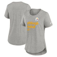 Pittsburgh Steelers Women's Team Shout-Out Tri-Blend T-Shirt - Heather Gray - Nike