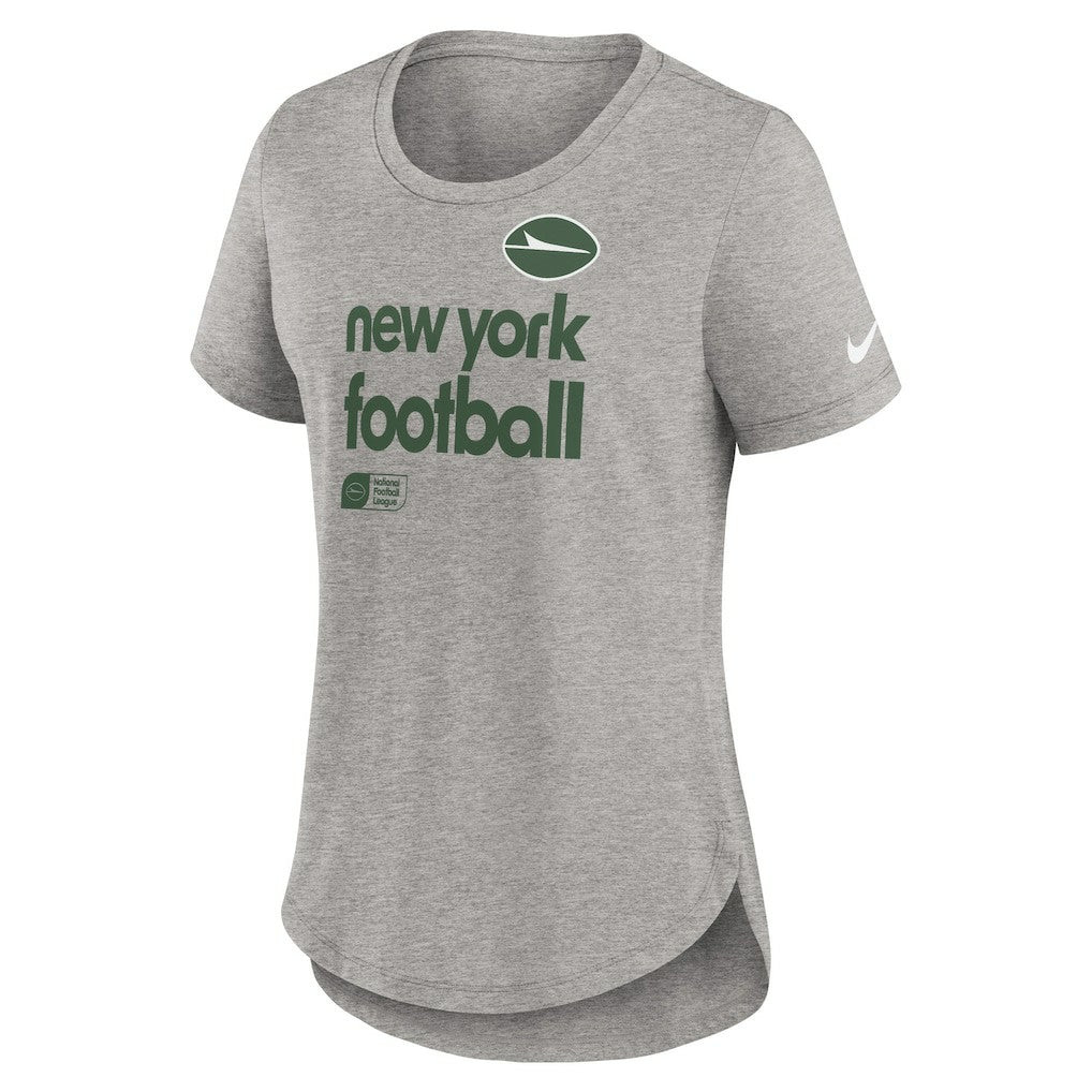 New York Jets Women's Team Shout-Out Tri-Blend T-Shirt - Heather Gray - Nike