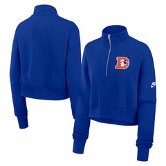 Denver Broncos Women's Rewind Phoenix Half-Zip Sweatshirt - Royal - Nike