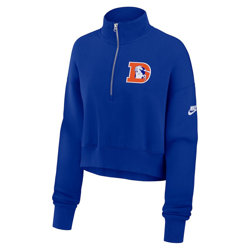 Denver Broncos Women's Rewind Phoenix Half-Zip Sweatshirt - Royal - Nike