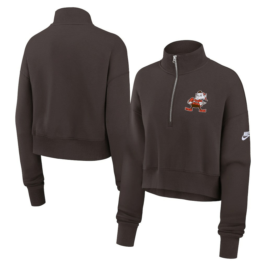 Cleveland Browns Women's Rewind Phoenix Half-Zip Sweatshirt - Brown - Nike
