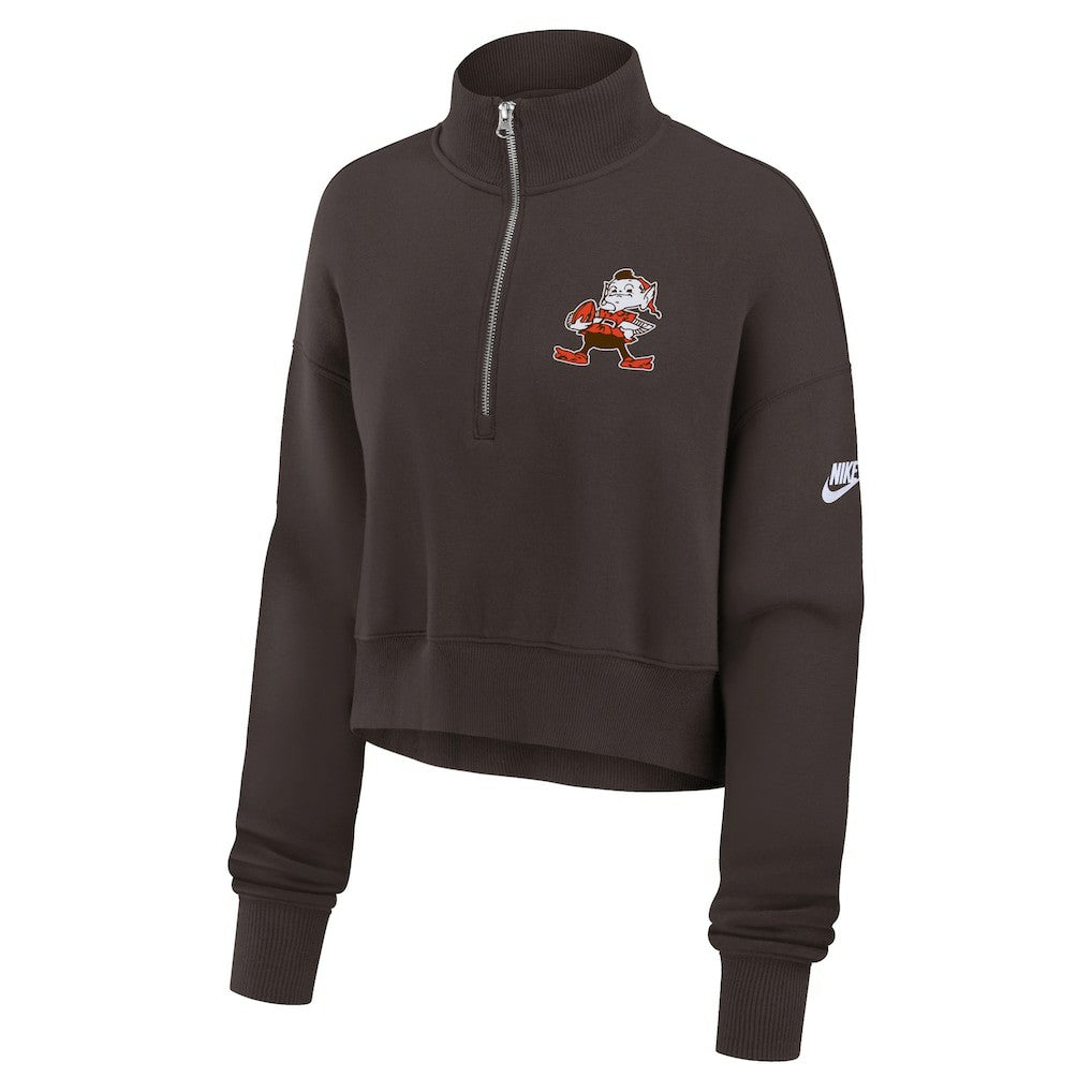 Cleveland Browns Women's Rewind Phoenix Half-Zip Sweatshirt - Brown - Nike