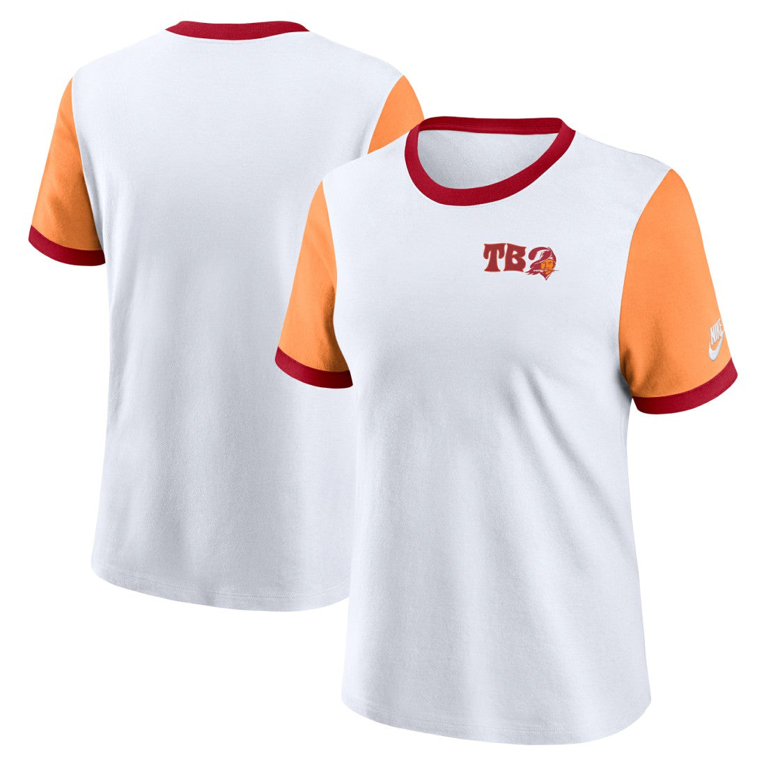 Tampa Bay Buccaneers Women's Rewind Ringer T-Shirt - White/Orange - Nike