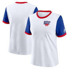 Buffalo Bills Women's Rewind Ringer T-Shirt - White/Royal - Nike