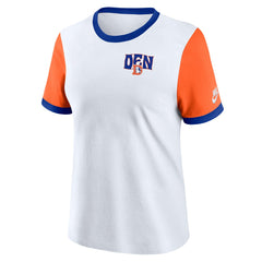 Denver Broncos Women's Rewind Ringer T-Shirt - White/Orange - Nike
