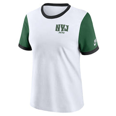 New York Jets Women's Rewind Ringer T-Shirt - White/Green - Nike
