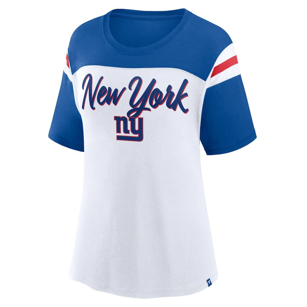 New York Giants Women's Cheer Chant Fashion Crop Top - White/Royal - Fanatics