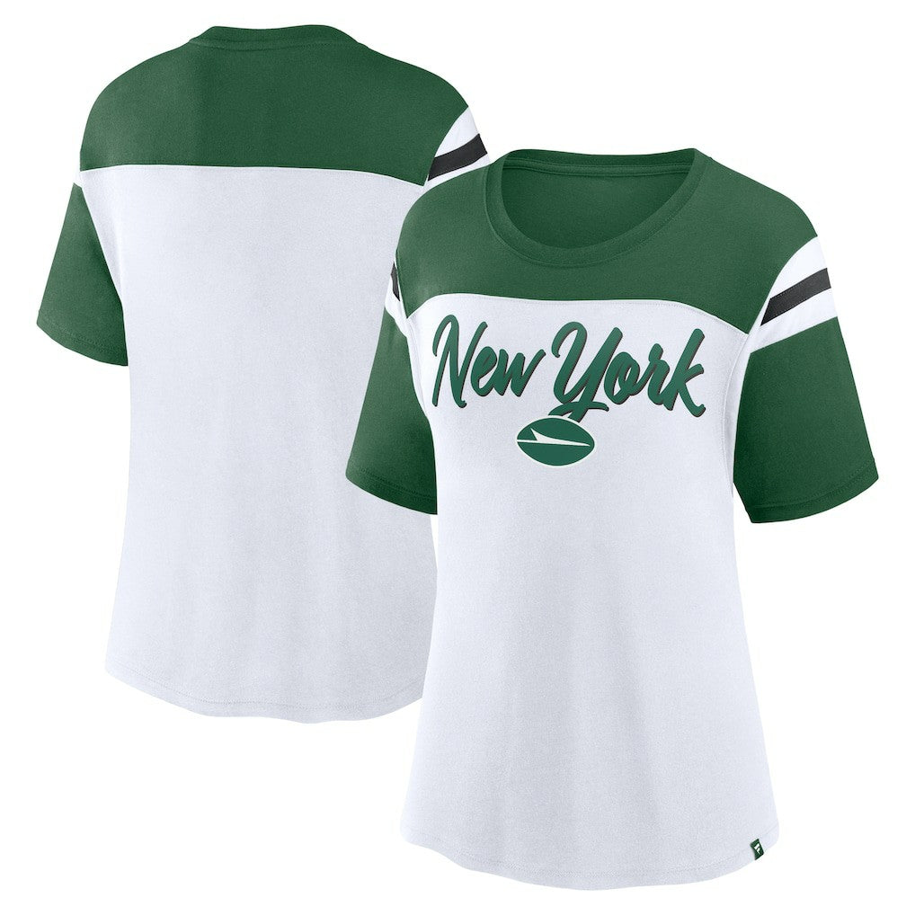 New York Jets Women's Cheer Chant Fashion Crop Top - White/Green - Fanatics