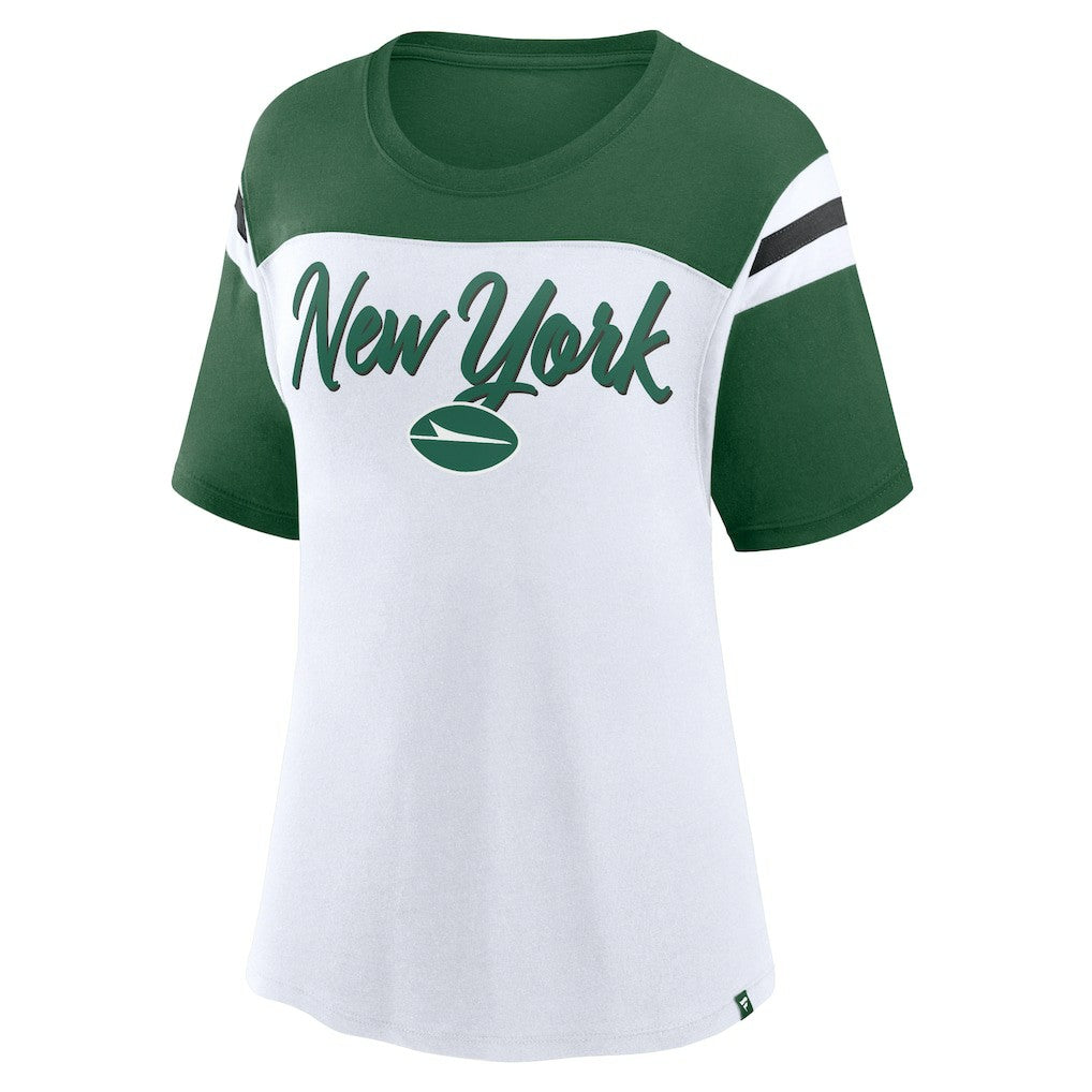 New York Jets Women's Cheer Chant Fashion Crop Top - White/Green - Fanatics