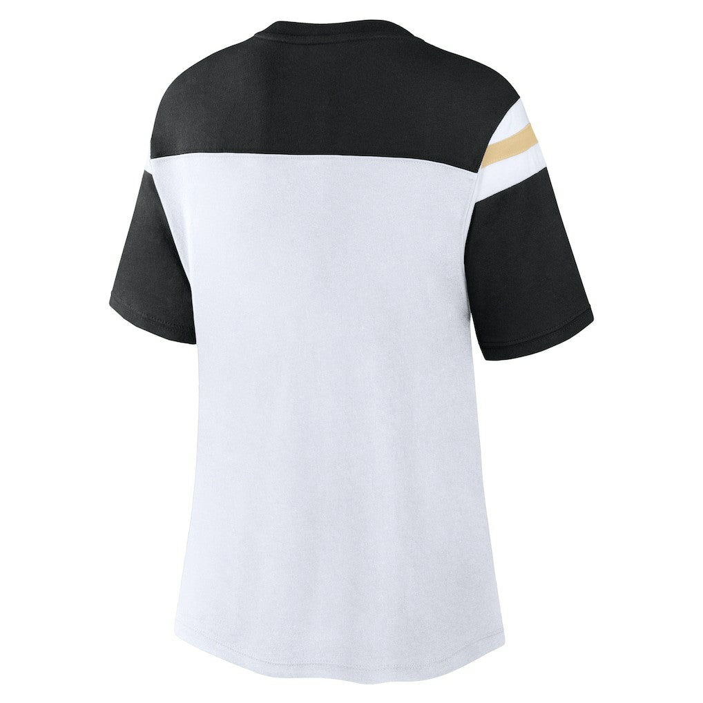 New Orleans Saints Women's Cheer Chant Fashion Crop Top - White/Black - Fanatics