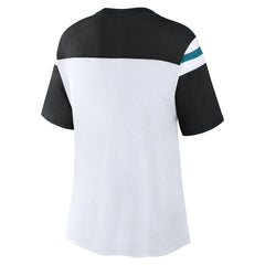 Jacksonville Jaguars Women's Cheer Chant Fashion Crop Top - White/Black - Fanatics