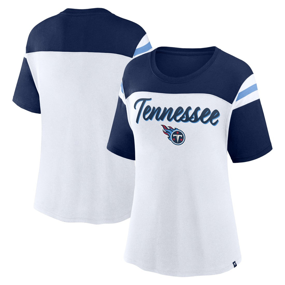 Tennessee Titans Women's Cheer Chant Fashion Crop Top - White/Navy - Fanatics