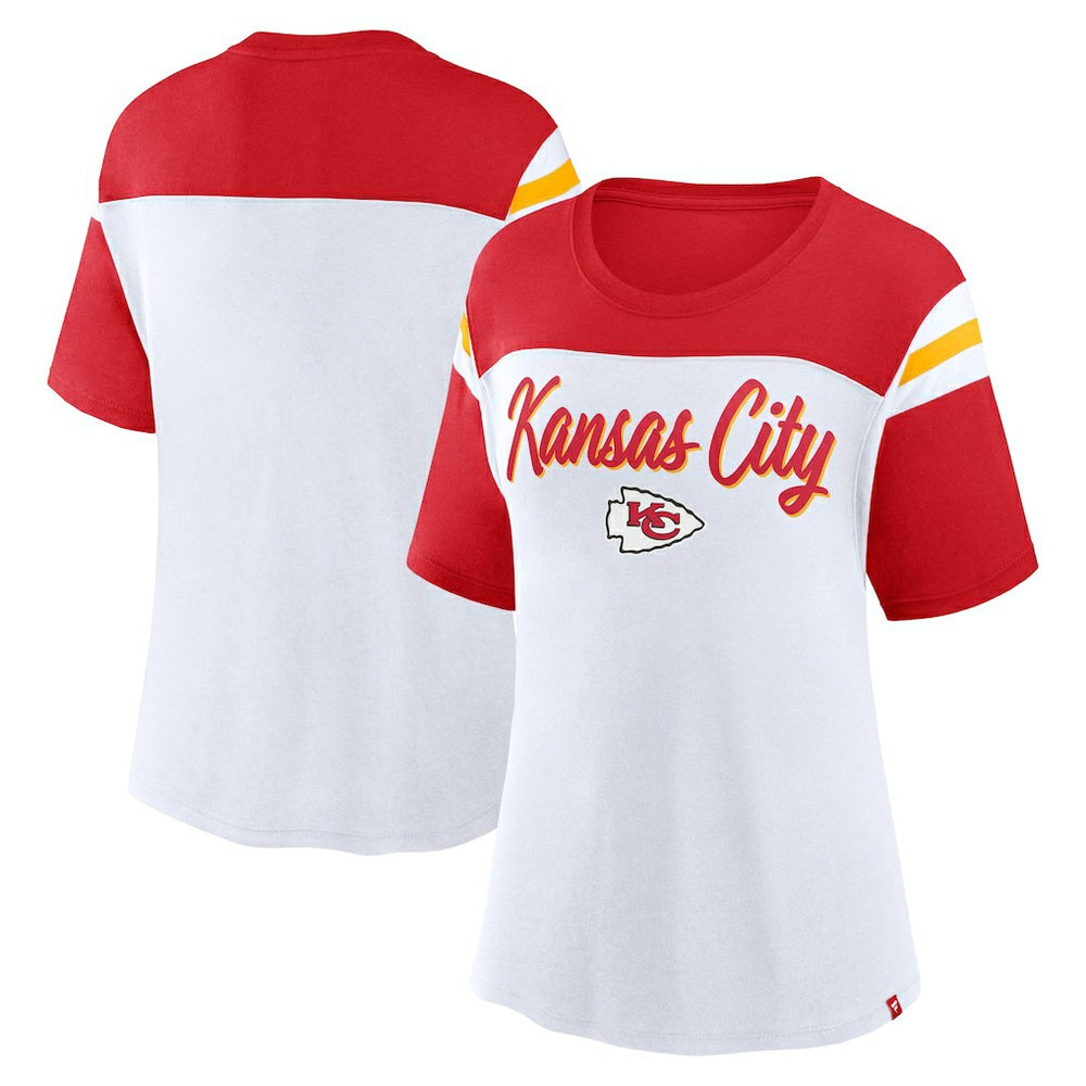 Kansas City Chiefs Women's Cheer Chant Fashion Crop Top - White/Red - Fanatics