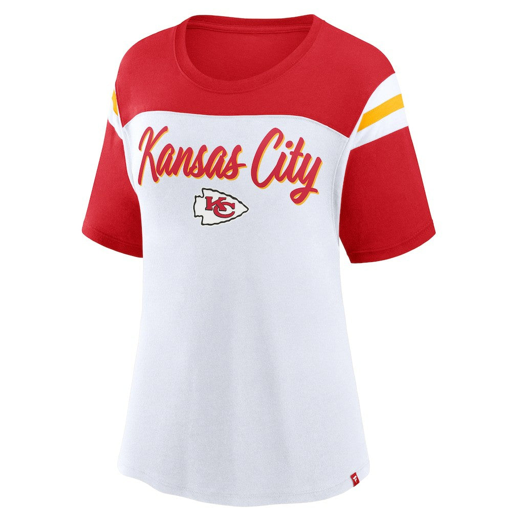 Kansas City Chiefs Women's Cheer Chant Fashion Crop Top - White/Red - Fanatics