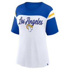 Los Angeles Rams Women's Cheer Chant Fashion Crop Top - White/Royal - Fanatics