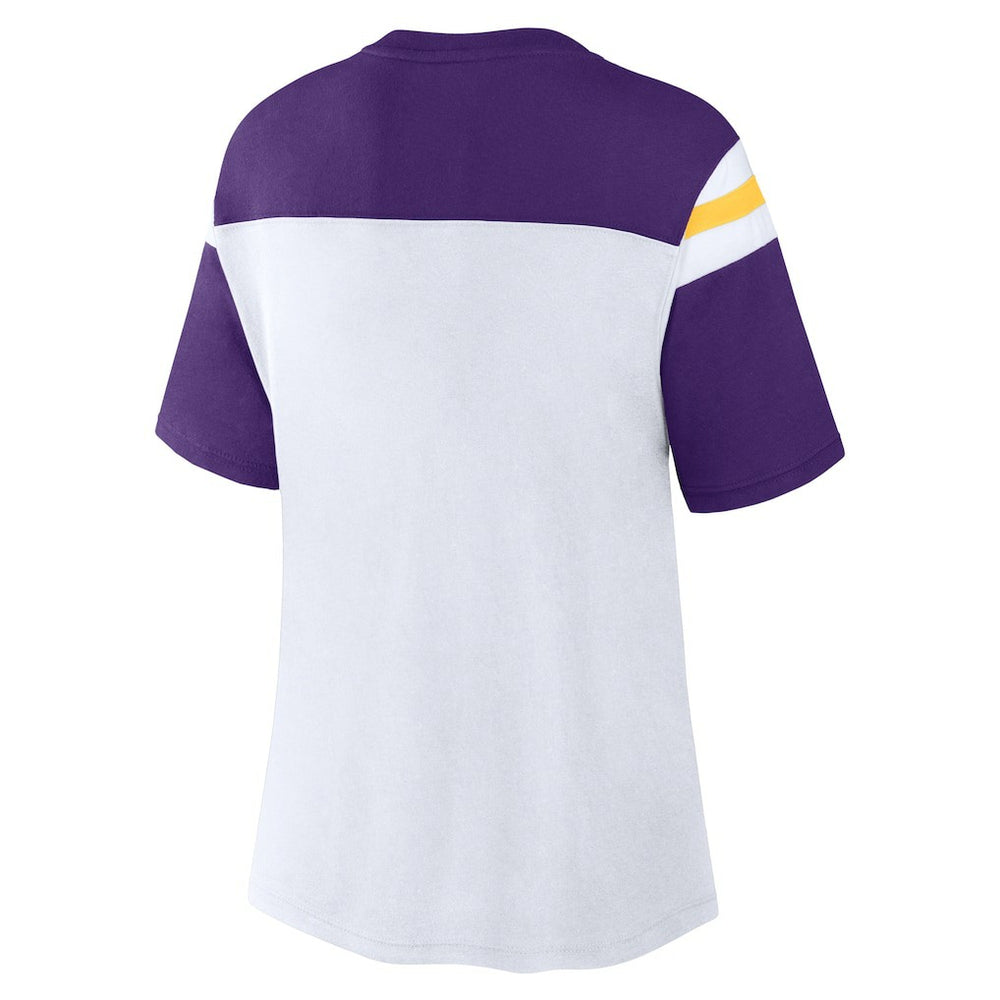 Minnesota Vikings Women's Cheer Chant Fashion Crop Top - White/Purple - Fanatics