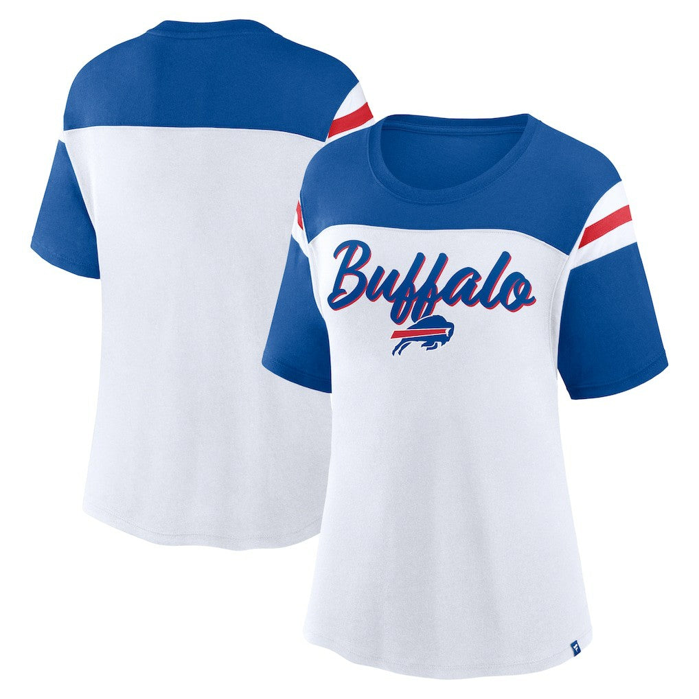 Buffalo Bills Women's Cheer Chant Fashion Crop Top - White/Royal - Fanatics