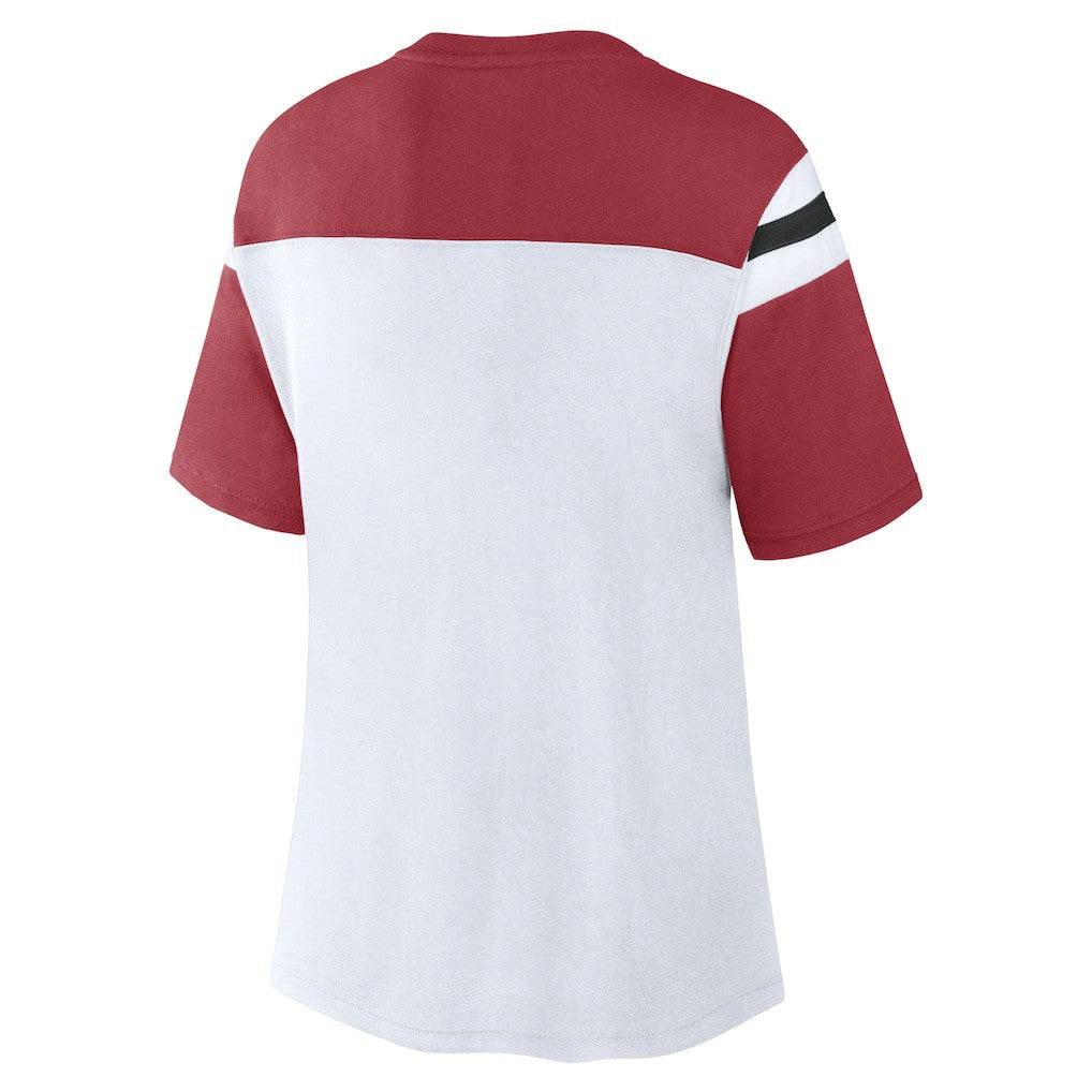Arizona Cardinals Women's Cheer Chant Fashion Crop Top - White/Cardinal - Fanatics