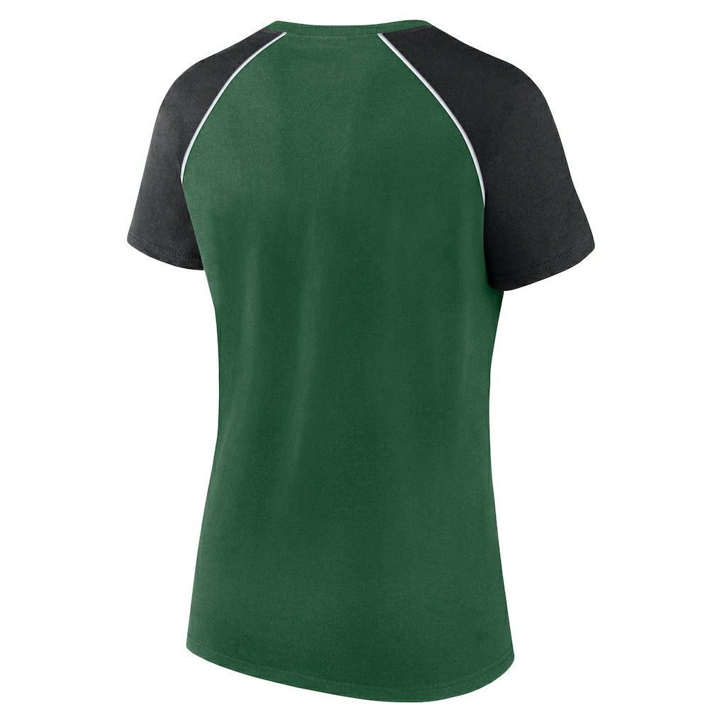 New York Jets Women's Glittered Primary Raglan T-Shirt - Green/Black - Fanatics