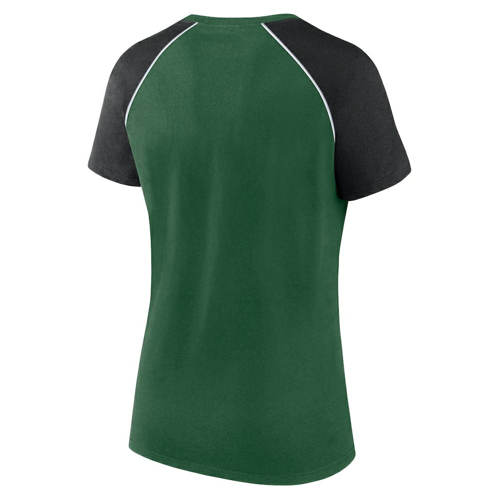 New York Jets Women's Glittered Primary Raglan T-Shirt - Green/Black - Fanatics