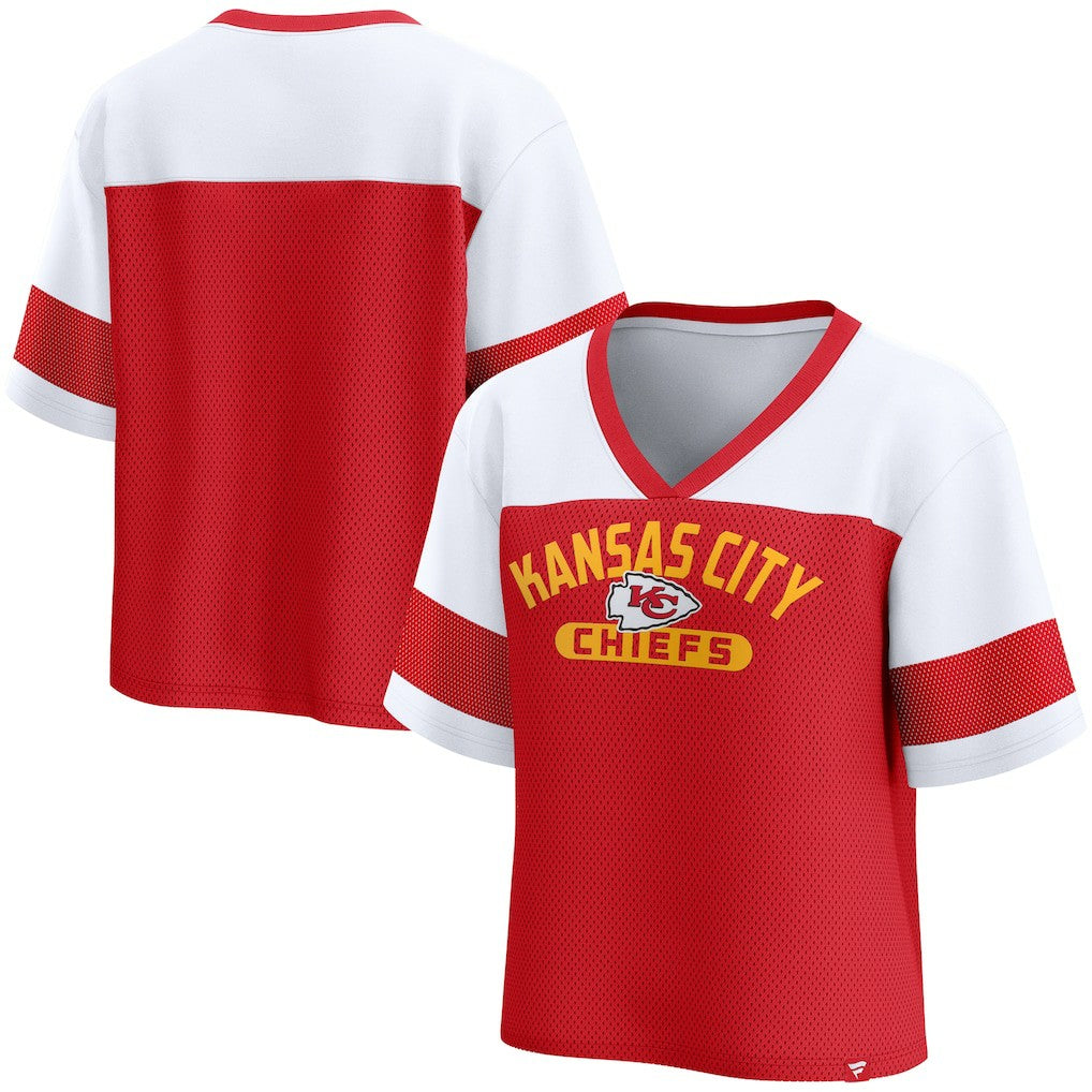 Kansas City Chiefs Women's Homeschool Jersey Poly V-Neck
Fashion Top - Red/White - Fanatics