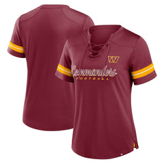 Washington Commanders Women's Play Script Lace-Up T-Shirt - Burgundy - Fanatics
