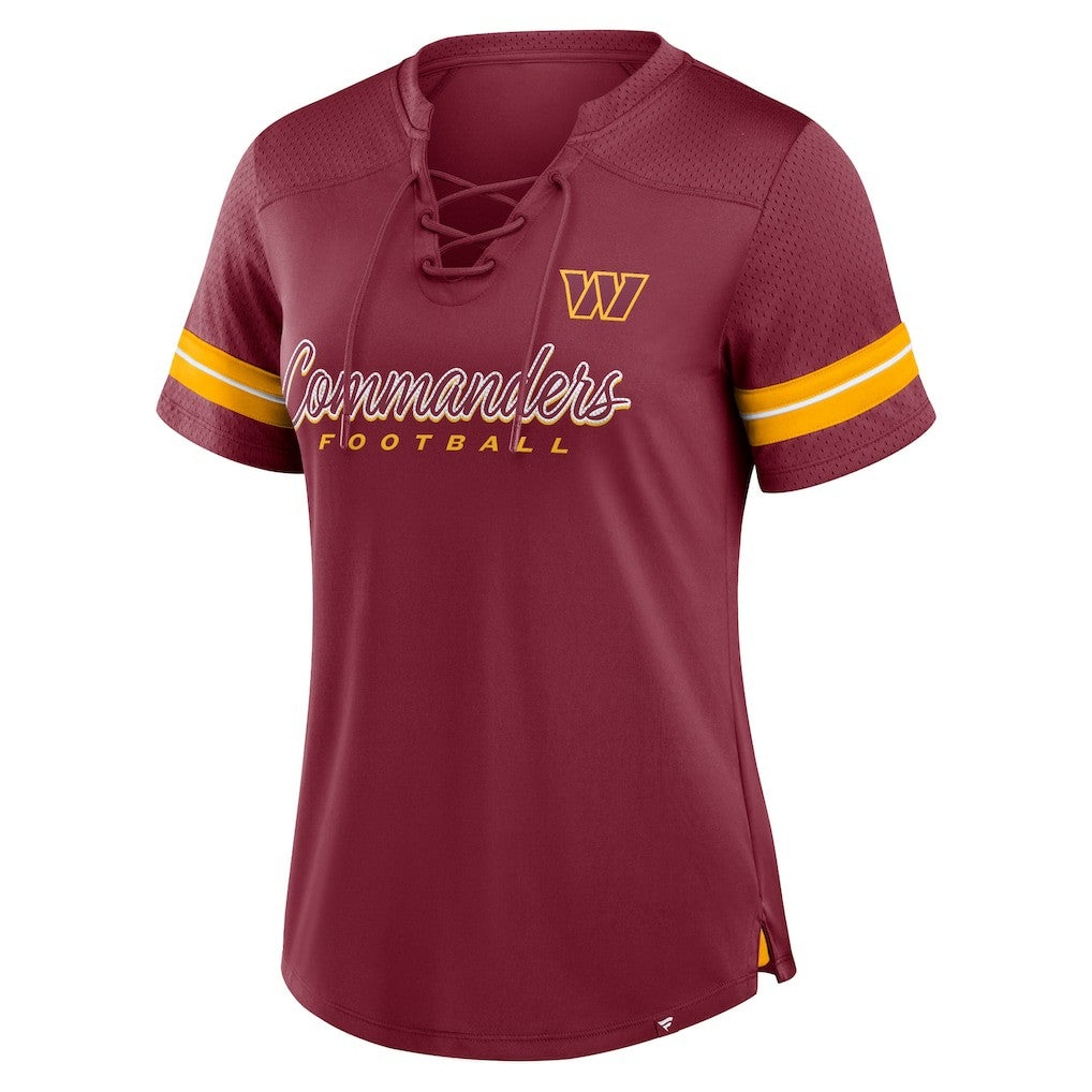 Washington Commanders Women's Play Script Lace-Up T-Shirt - Burgundy - Fanatics