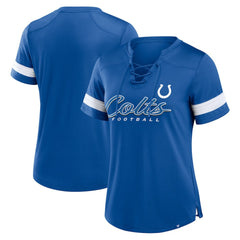 Indianapolis Colts Women's Play Script Lace-Up T-Shirt - Royal - Fanatics