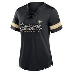 New Orleans Saints Women's Play Script Lace-Up T-Shirt - Black - Fanatics