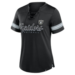 Las Vegas Raiders Women's Play Script Lace-Up T-Shirt - Black - Fanatics