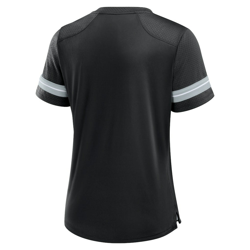Las Vegas Raiders Women's Play Script Lace-Up T-Shirt - Black - Fanatics