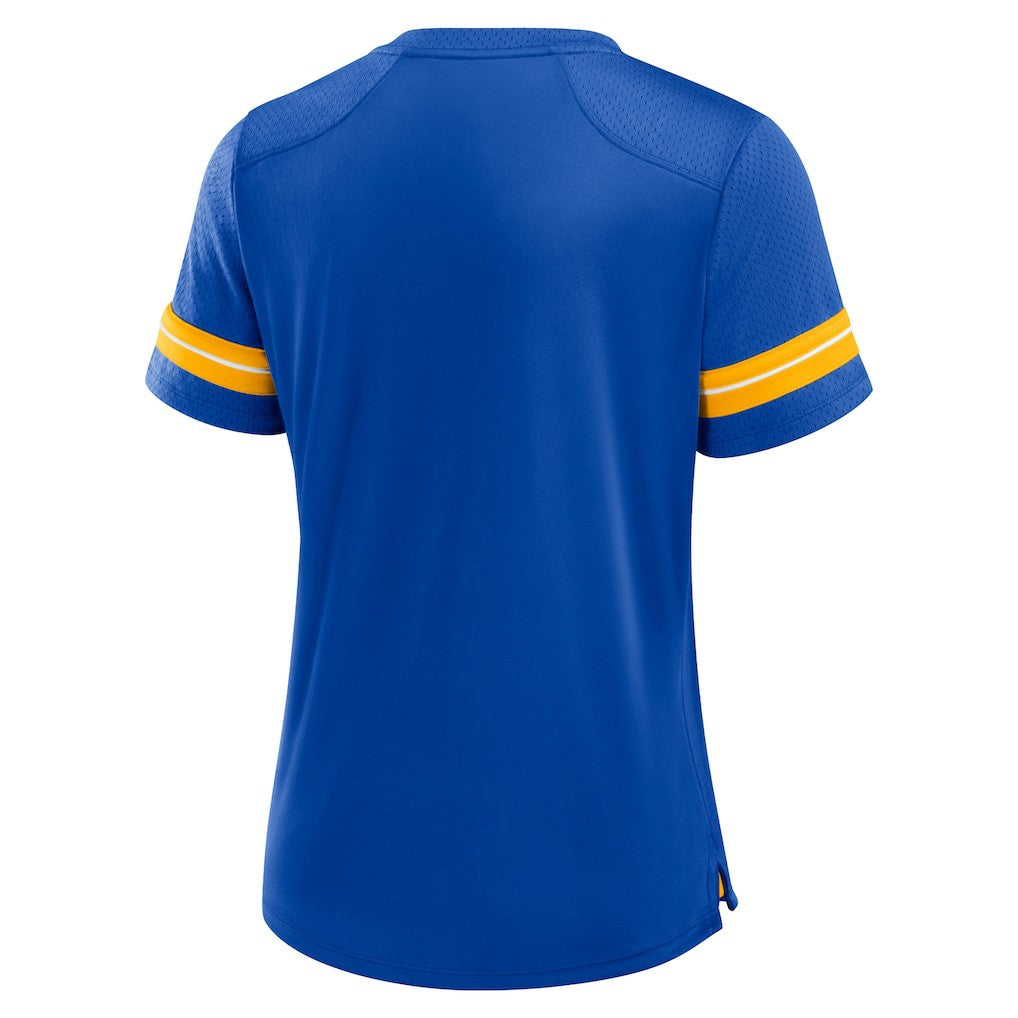 Los Angeles Rams Women's Play Script Lace-Up T-Shirt - Royal - Fanatics