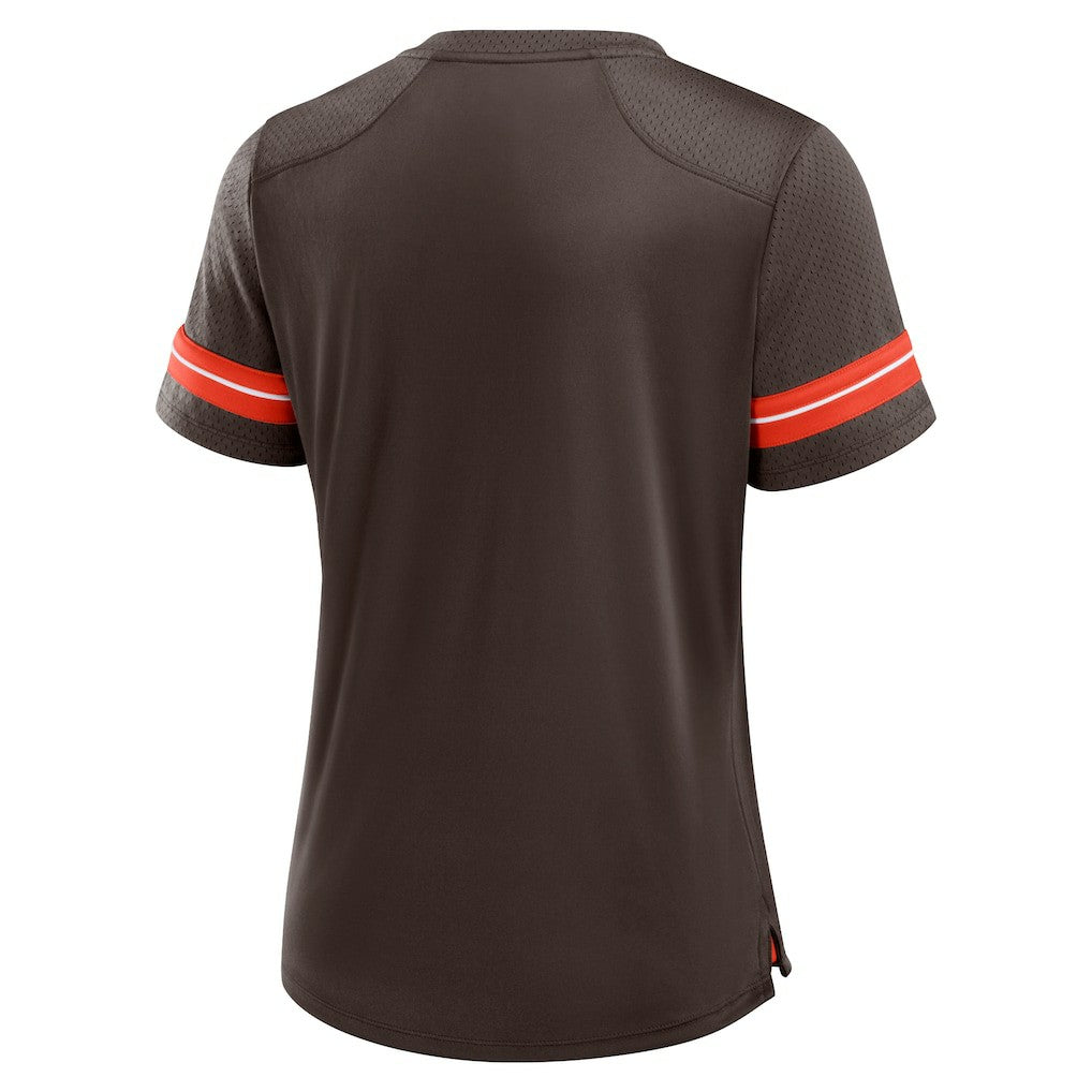 Cleveland Browns Women's Play Script Lace-Up T-Shirt - Brown - Fanatics