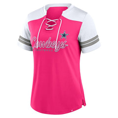 Dallas Cowboys Women's Play Script Lace-Up T-Shirt - Pink - Fanatics