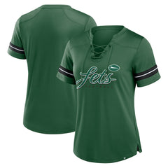 New York Jets Women's Play Script Lace-Up T-Shirt - Green - Fanatics