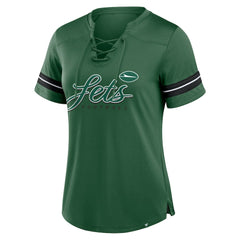 New York Jets Women's Play Script Lace-Up T-Shirt - Green - Fanatics