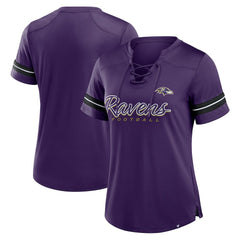 Baltimore Ravens Women's Play Script Lace-Up T-Shirt - Purple - Fanatics