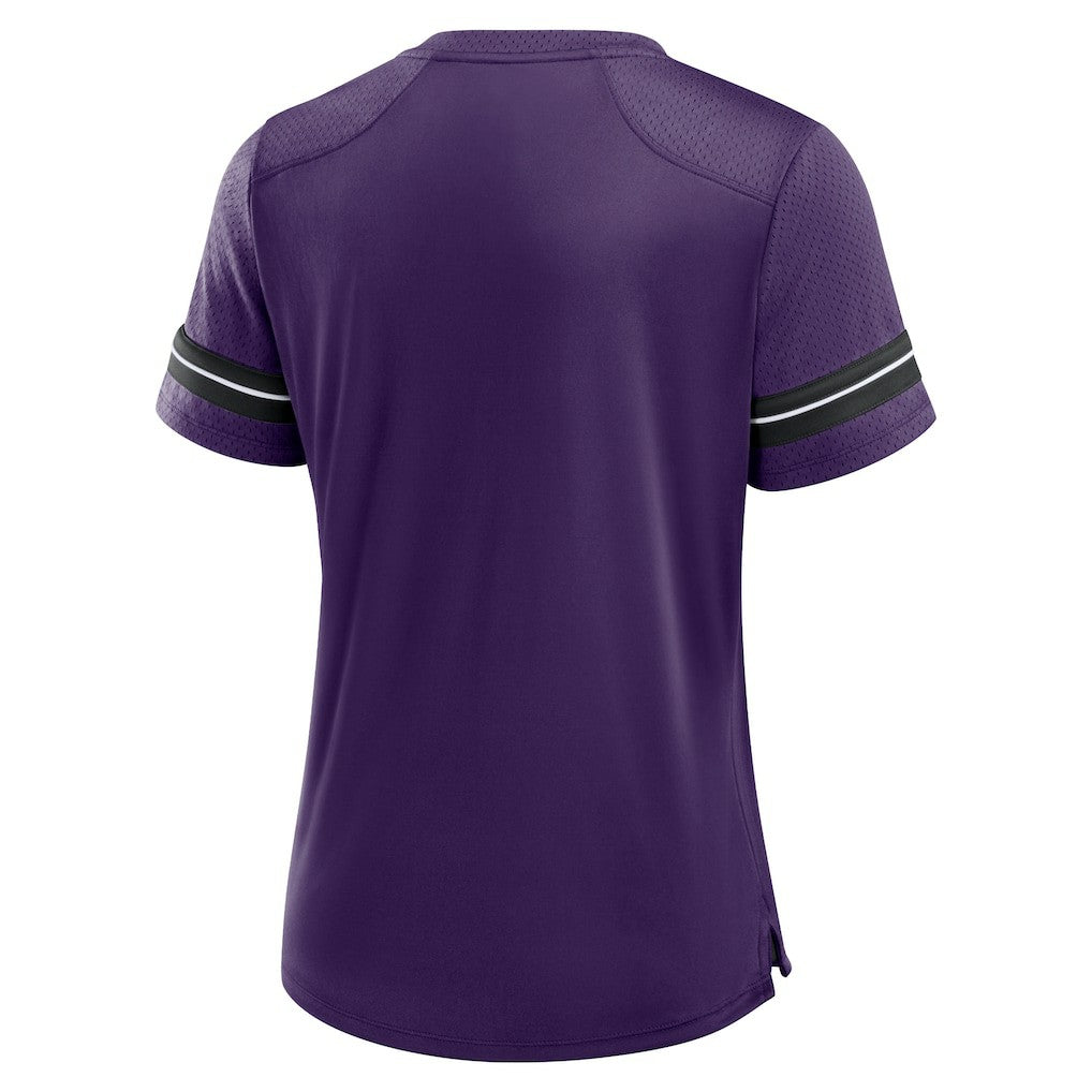 Baltimore Ravens Women's Play Script Lace-Up T-Shirt - Purple - Fanatics