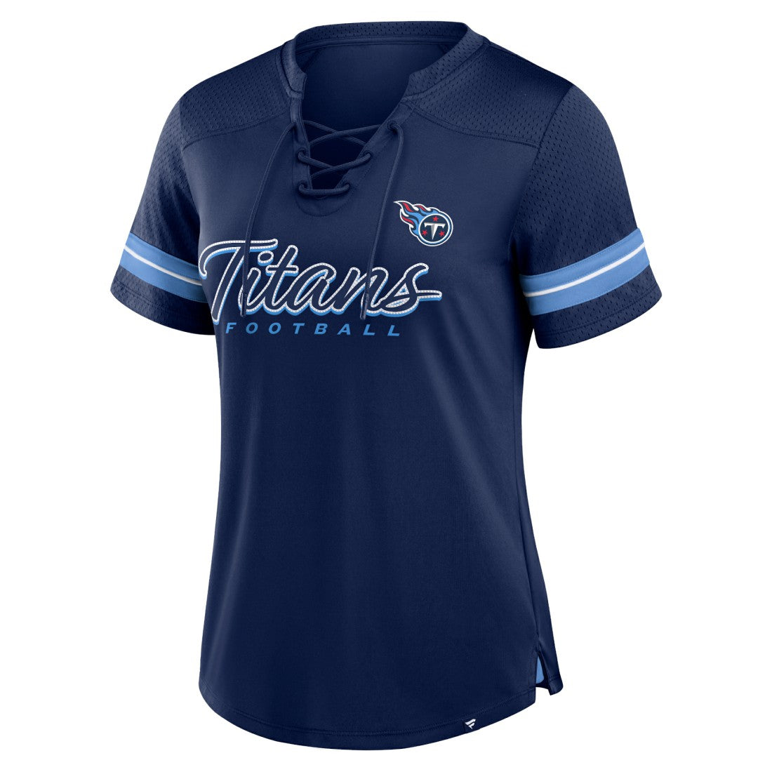 Tennessee Titans Women's Play Script Lace-Up T-Shirt - Navy - Fanatics