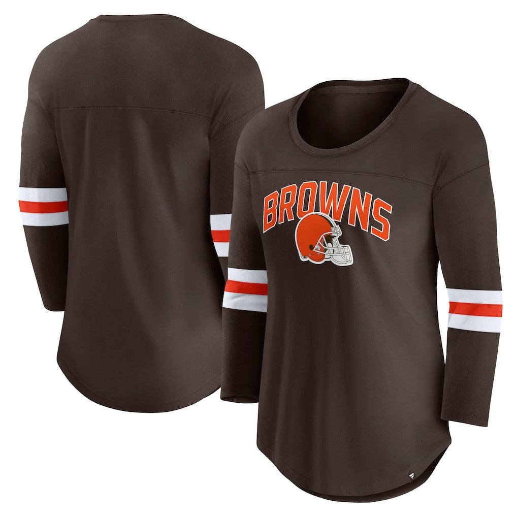 Cleveland Browns Women's First Team Arch Logo 3/4 Sleeve T-Shirt - Brown - Fanatics
