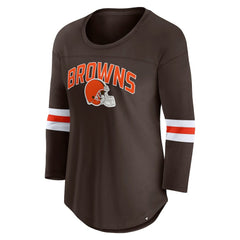 Cleveland Browns Women's First Team Arch Logo 3/4 Sleeve T-Shirt - Brown - Fanatics