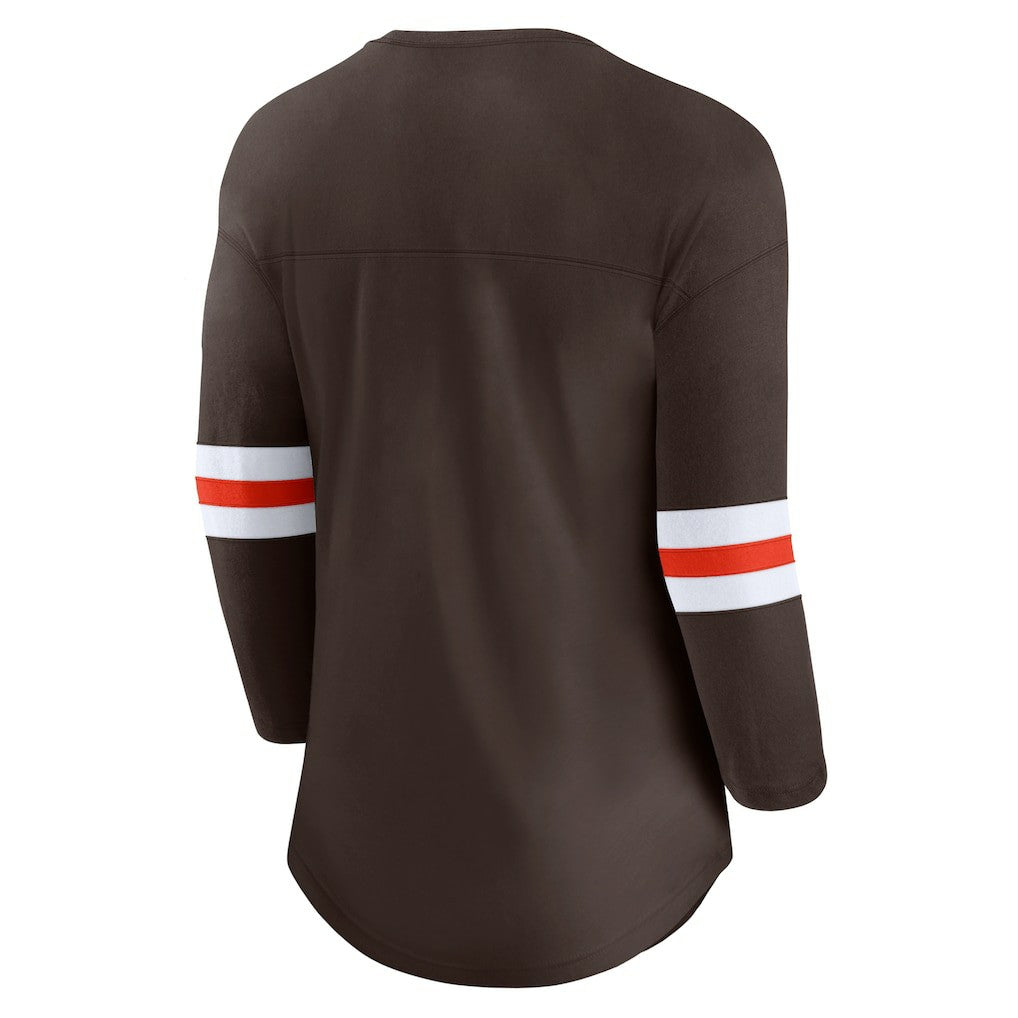 Cleveland Browns Women's First Team Arch Logo 3/4 Sleeve T-Shirt - Brown - Fanatics
