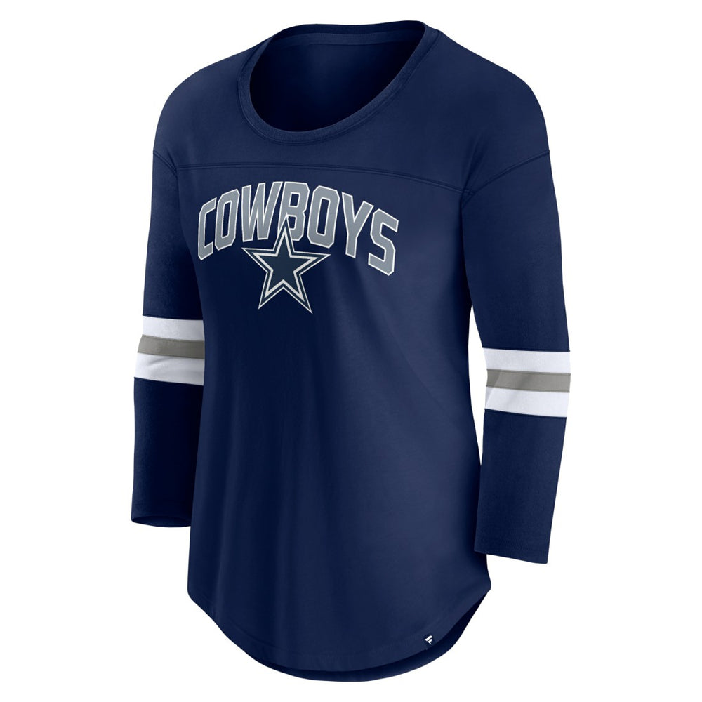 Dallas Cowboys Women's First Team Arch Logo 3/4 Sleeve T-Shirt - Navy - Fanatics