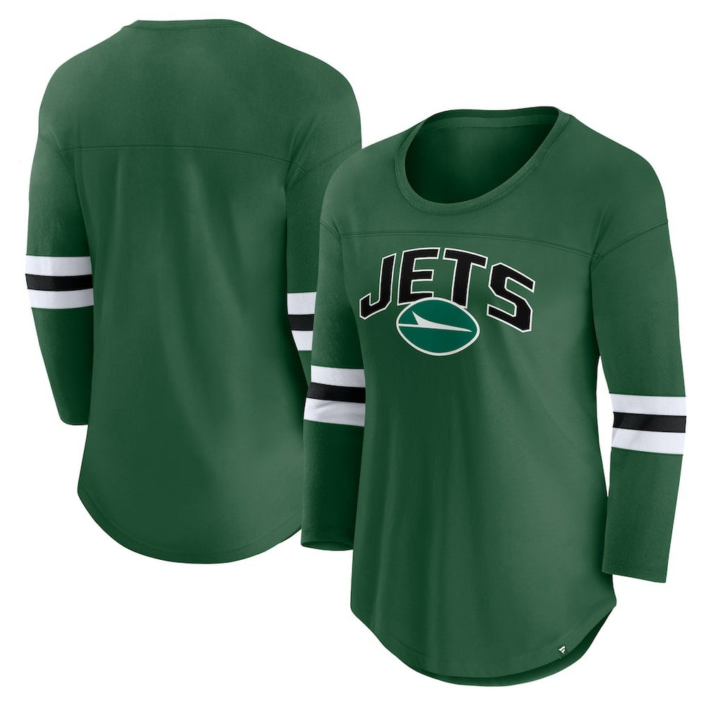 New York Jets Women's First Team Arch Logo 3/4 Sleeve T-Shirt - Green - Fanatics