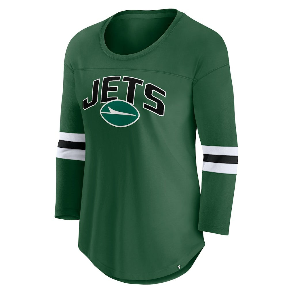 New York Jets Women's First Team Arch Logo 3/4 Sleeve T-Shirt - Green - Fanatics